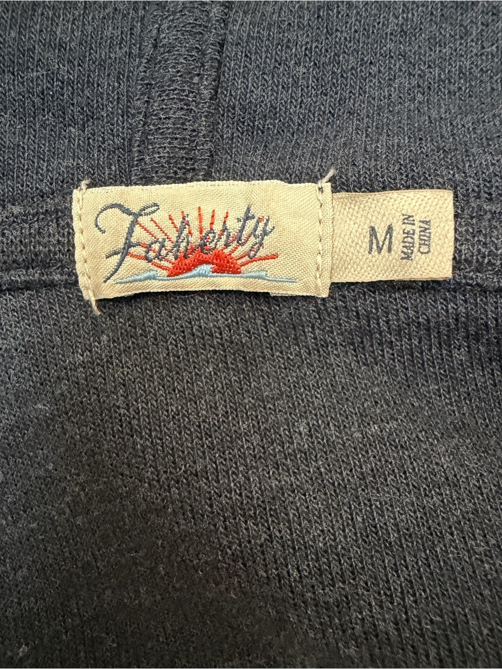 Faherty Zip Up Hoodie Terry Hooded Reverse Beach Jacket Navy Blue Size Medium - Picture 3 of 15